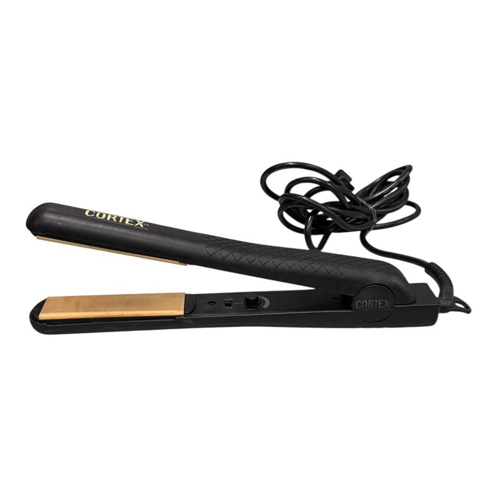 Cortex FD038 Hair Straightener Flat Iron Black Gold Plates Adjustable Heat